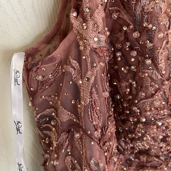 NWT MAC DUGGAL EMBROIDERED ILLUSION CAP SLEEVED A LINE LONG DRESS PINK 20263 - Picture 5 of 7